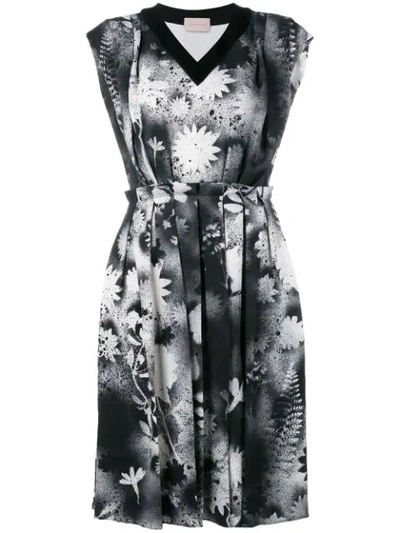 Christopher Kane Floral-print Spray Dress In Black