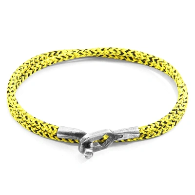 Anchor & Crew Yellow Noir Tenby Silver And Rope Bracelet