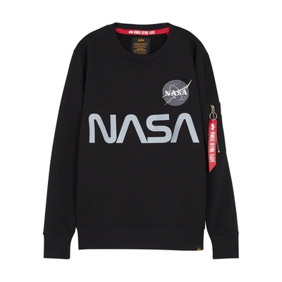 Alpha Industries Nasa Reflective Cotton-blend Sweatshirt In Black