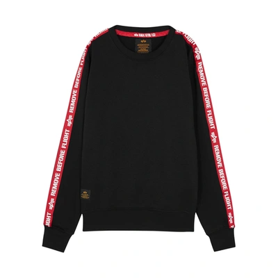 Alpha Industries Black Cotton-blend Sweatshirt In Black And Red