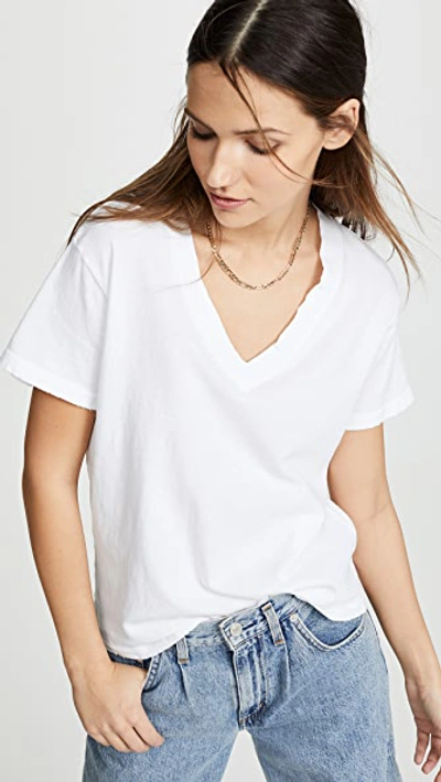 Current Elliott The Perfect Cotton V-neck Tee In Sugar - 1 Year Worn