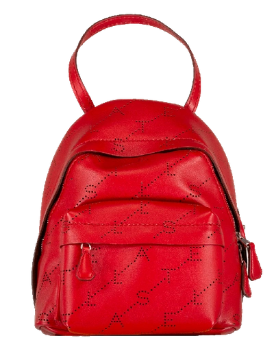 Stella Mccartney Perforated Logo Mini Backpack In Loverred