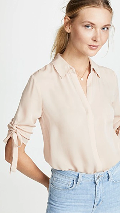 L Agence Isa Shirred-sleeve Collared Button-up Blouse In Petal