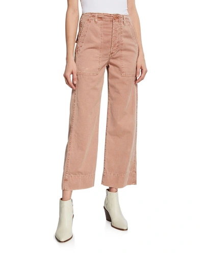 Amo Denim Army Wide-leg High-waist Cropped Jeans In Pink