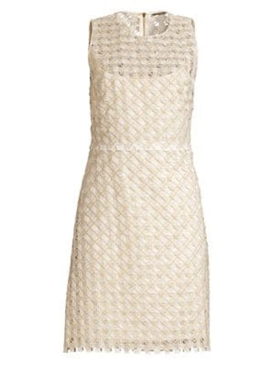 tahari gold dress ELIE TAHARI Size 8 Gold Cotton Blend One Shoulder Cocktail Dress main image 0