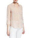 L Agence Ryan 3/4-sleeve Button-down Blouse In Petal