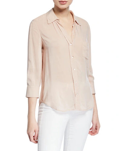 L Agence Ryan 3/4-sleeve Button-down Blouse In Petal