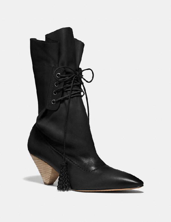 Coach Laceup Leather Ankle Boots In Black ModeSens