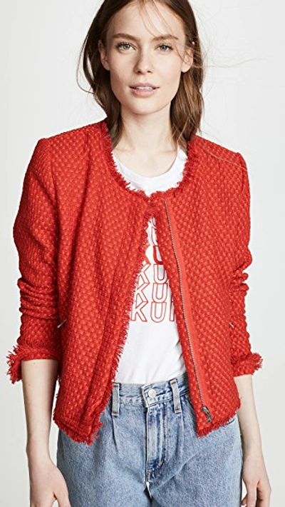 Bb Dakota Feeling Fancy Tweed Jacket In Berry Red