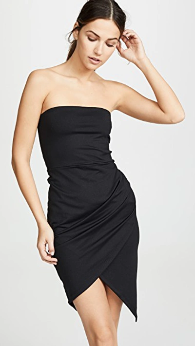 Susana Monaco Strapless Side Pleat Dress In Black