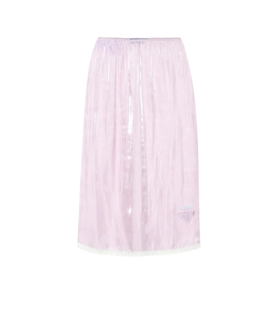 Prada Lace-trimmed Silk Charmeuse Skirt In Purple