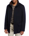 Loro Piana Winter Voyager Cashmere Storm System Coat In Midnight Blue