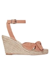 Loeffler Randall Tessa Knotted Suede Espadrille Wedge Sandals In Coral
