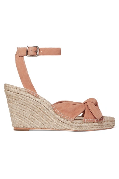 Loeffler Randall Tessa Knotted Suede Espadrille Wedge Sandals In Coral