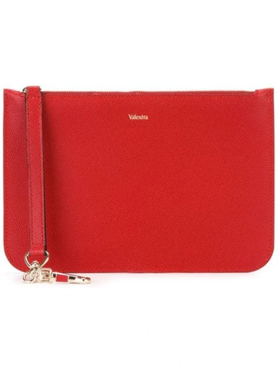 Valextra Zipped Clutch In Red