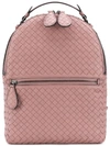 Bottega Veneta Electre Intrecciato Backpack In Pink