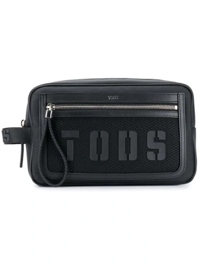 Tod's Logo Wash Bag In Black