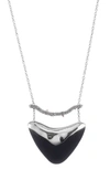 Alexis Bittar Crystal Accented Bar & Shield Pendant Necklace, 16 In Black