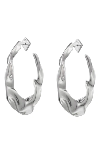 Alexis Bittar Crumpled Hoop Earrings In Silver