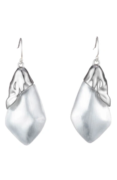 Alexis Bittar Crumpled Asymmetrical Earrings In Silver