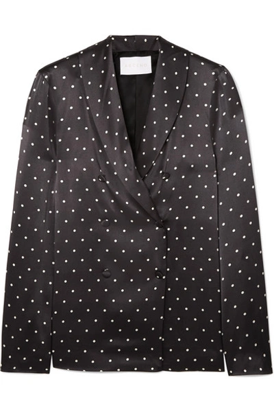 Asceno Polka-dot Silk-satin Blazer In Black