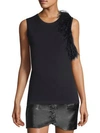 Helmut Lang Feather Techno Cotton Jersey Tank Top In Black