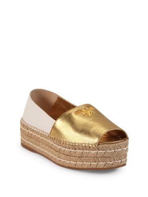 gold platform espadrilles