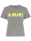 Amiri Neon Logo Print Short Sleeved T In Grey