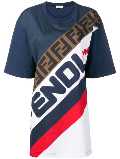 Fendi X Fila Oversized T-shirt In Navy | ModeSens