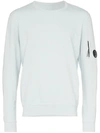 C.p. Company Lens Detail Sleeve Fleece Sweatshirt In Blue