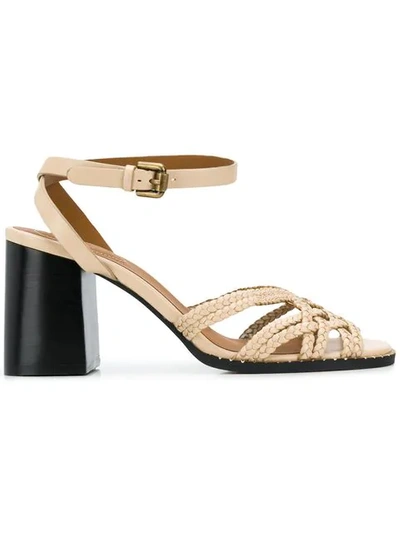 See By Chloé Block Heel Sandals In Neutrals