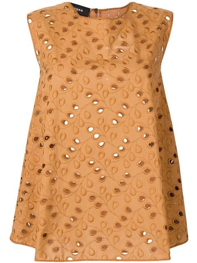 Rochas Embroidered Blouse In Brown