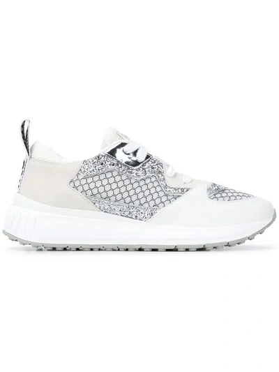 Miu Miu Embroidered Low-top Sneakers In White