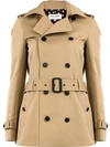 Saint Laurent Short Double-breasted Coat In Neutrals