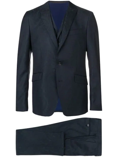 Etro Paisley Print Two Piece Suit In Blue