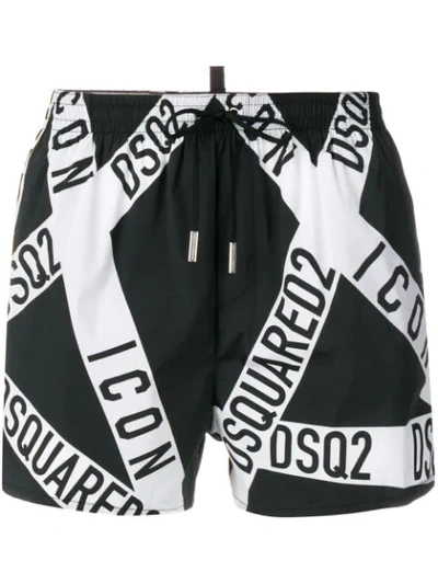 Dsquared2 Branded Swim Shorts In Black