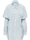 Prada Logo Print Silk Pongee Shirt In Blue