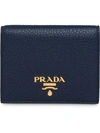 Prada Small Logo-plaque Wallet In Blue