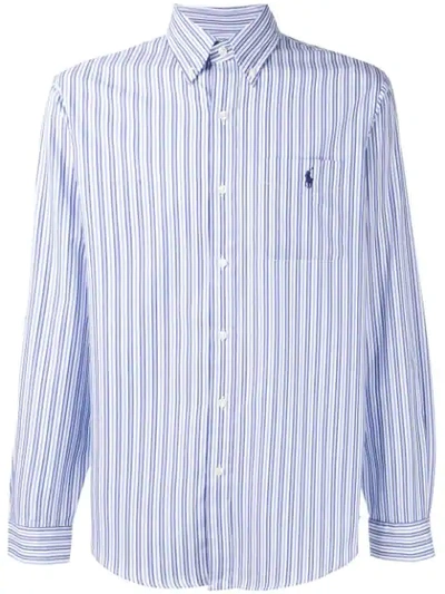 Polo Ralph Lauren Striped Button Down Shirt In Blue