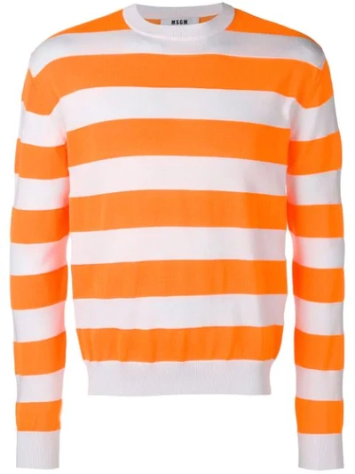 Msgm Stripe Pattern Jumper In Orange