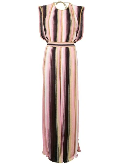 M Missoni Striped Metallic Maxi Dress In Pink