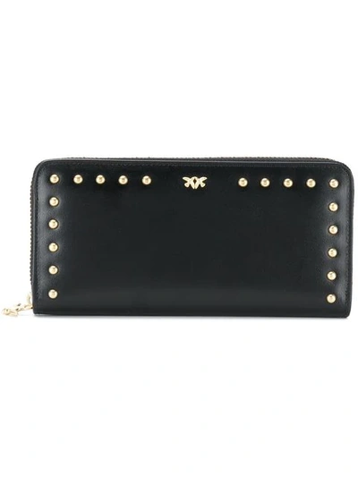 Pinko Long Studded Wallet In Black