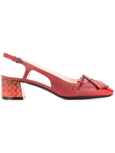 Bottega Veneta Intrecciato Weave Slingback Pumps In Red