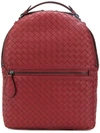 Bottega Veneta Intrecciato Backpack In Red