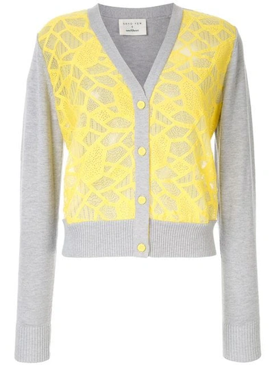 Onefifteen Lace Panel Cardigan In Grey