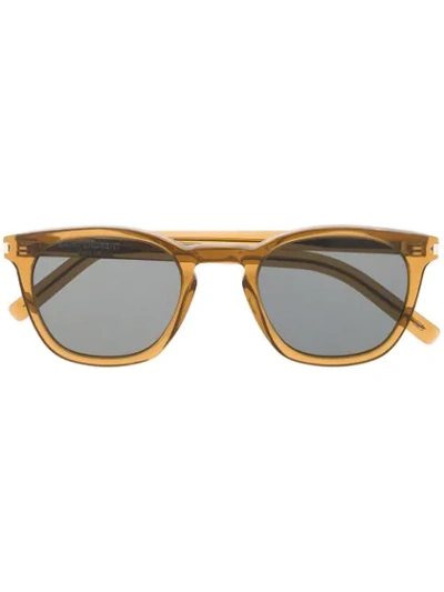 Saint Laurent Square Frame Sunglasses In 棕色