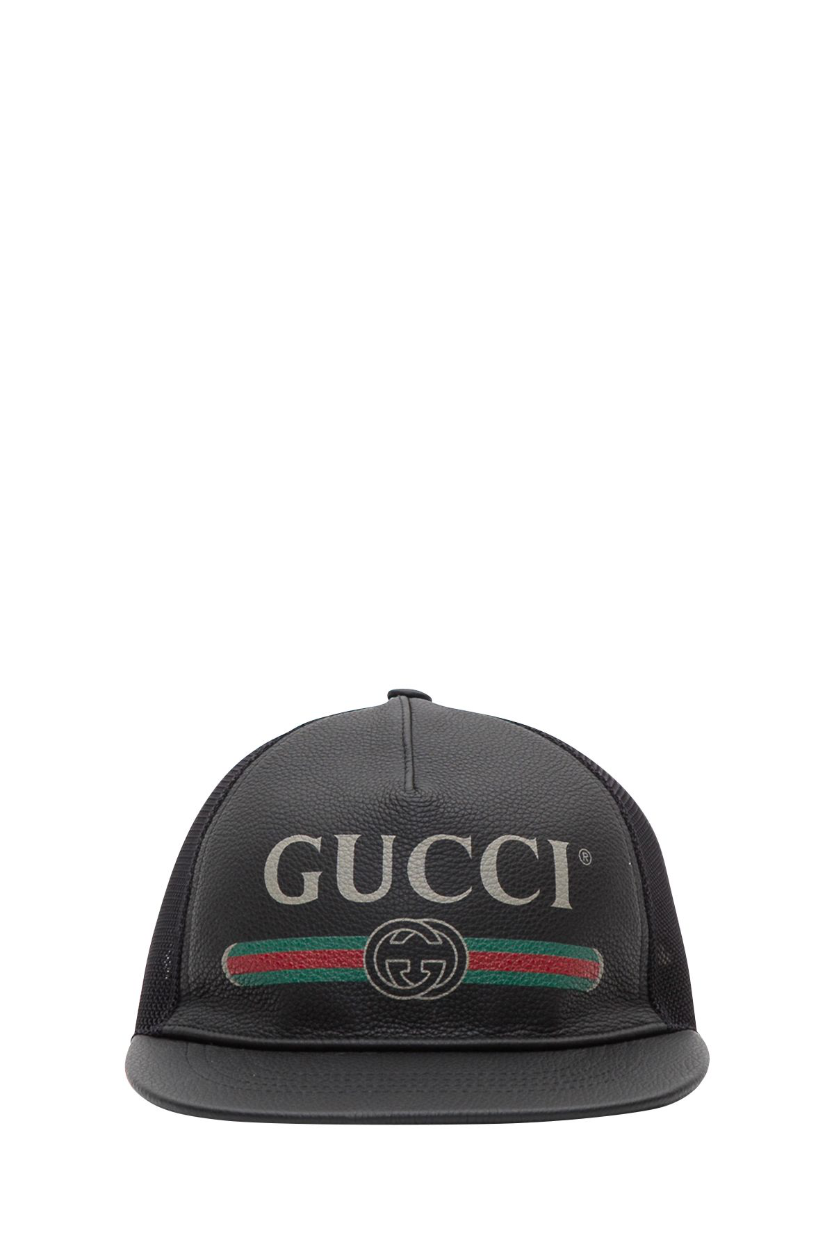 gucci print leather baseball hat