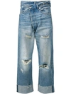 R13 Distressed Cropped Jeans In Blue