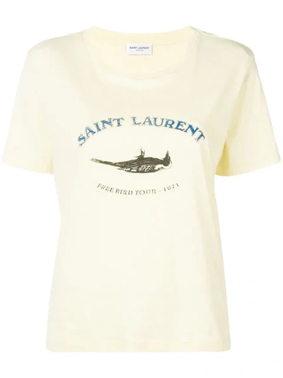 Saint Laurent Bird Printed T-shirt - 黄色 In Yellow