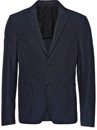 Prada Technical Poplin Single-breasted Jacket In Blue